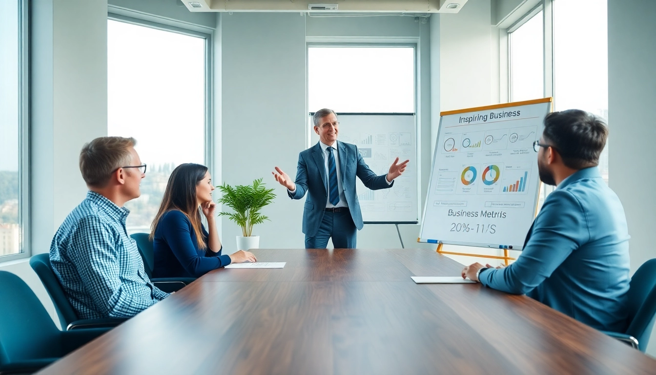 Professional business coach San Diego guiding clients toward success in a bright office.