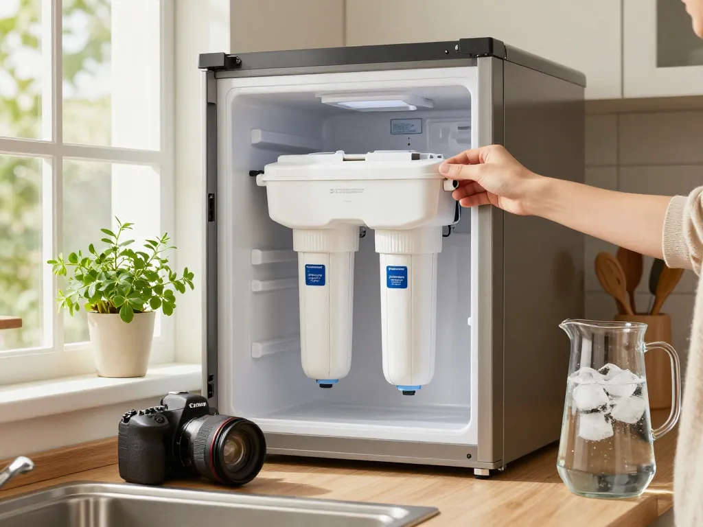 Waterspecialist Replacement for GE® RPWFE® installation in a modern kitchen.