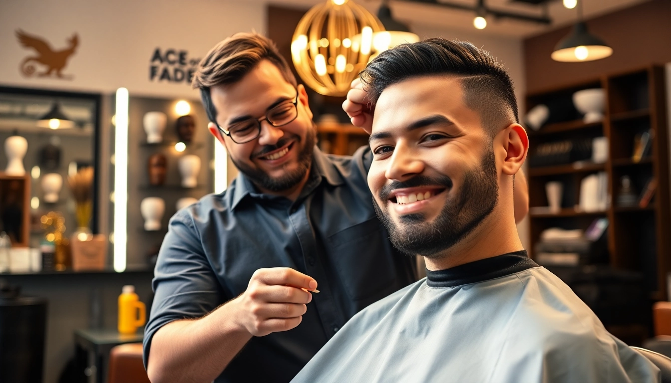 Ace of Fades 212 client enjoying non-surgical hair replacement services in NYC barber studio.