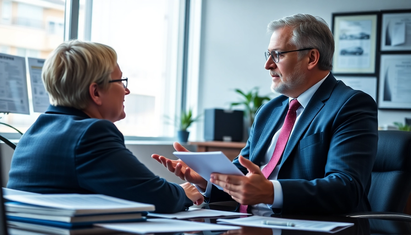 Clearwater truck accident attorney advising a client in a bright office.
