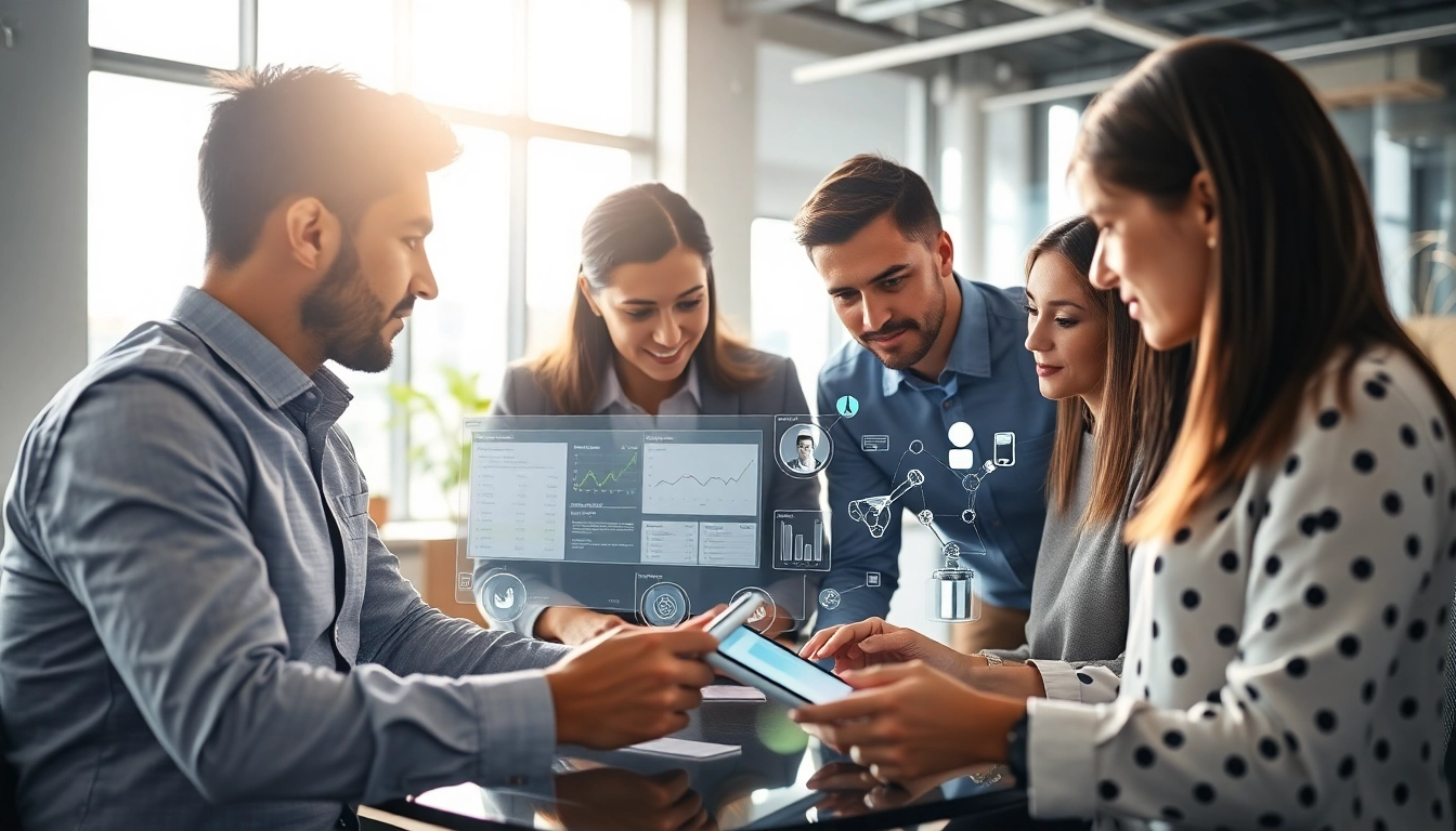 Engaging team collaboration using enterprise assistant software in a modern office setting.