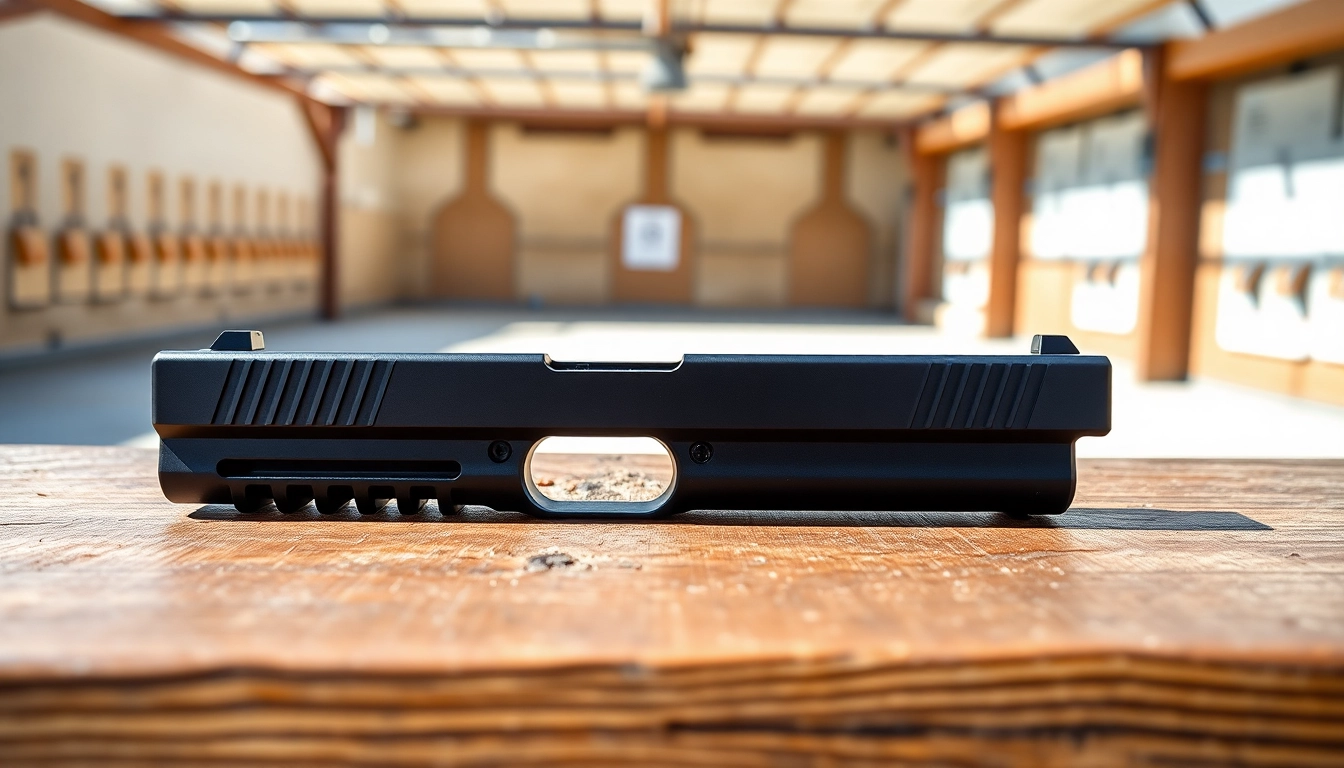 Showcase of a glock 19 gen 5 slide emphasizing its precise design and premium finish.