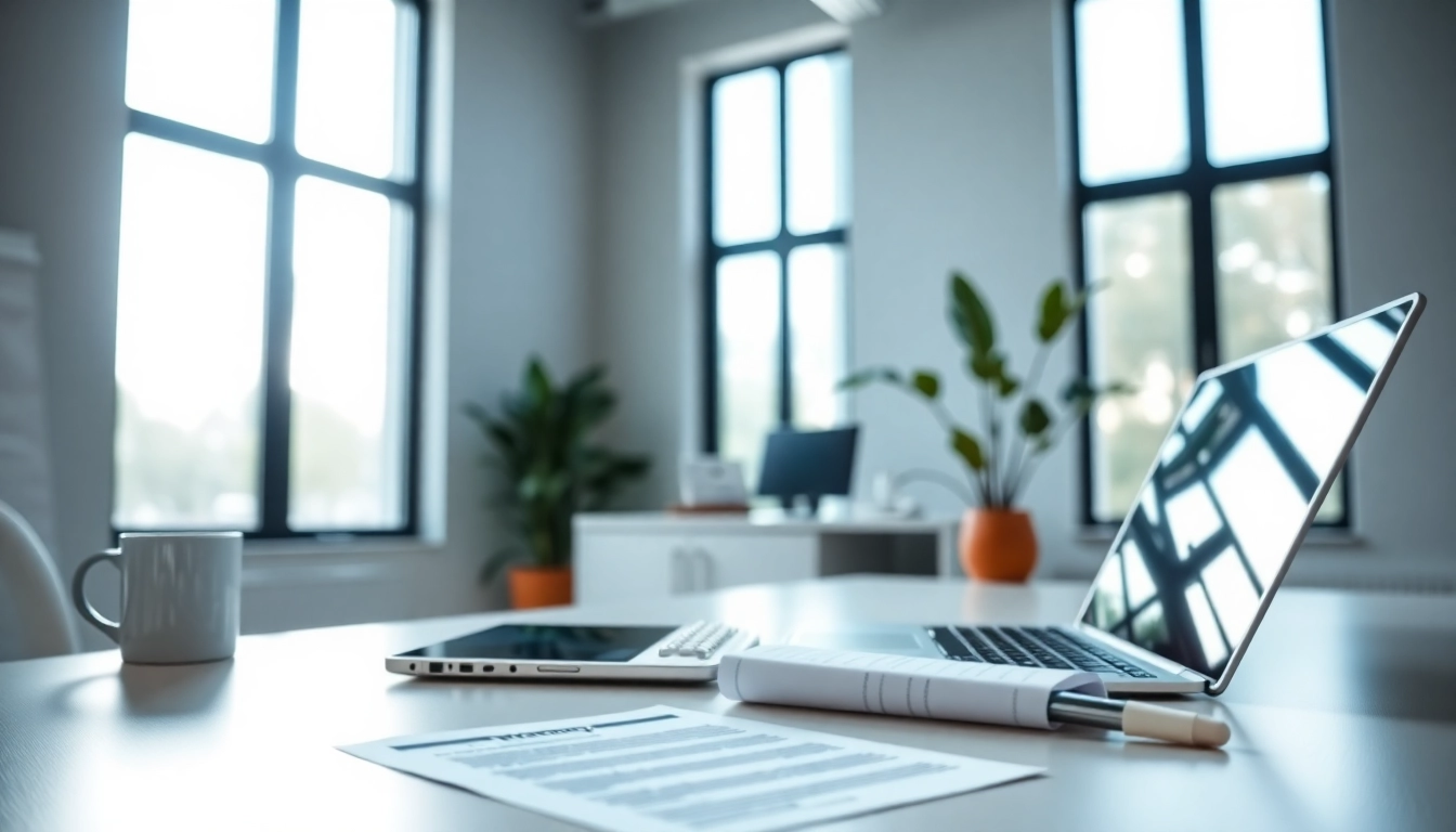 Engaging office view showcasing an extended warranty provider workspace with warranty documents.