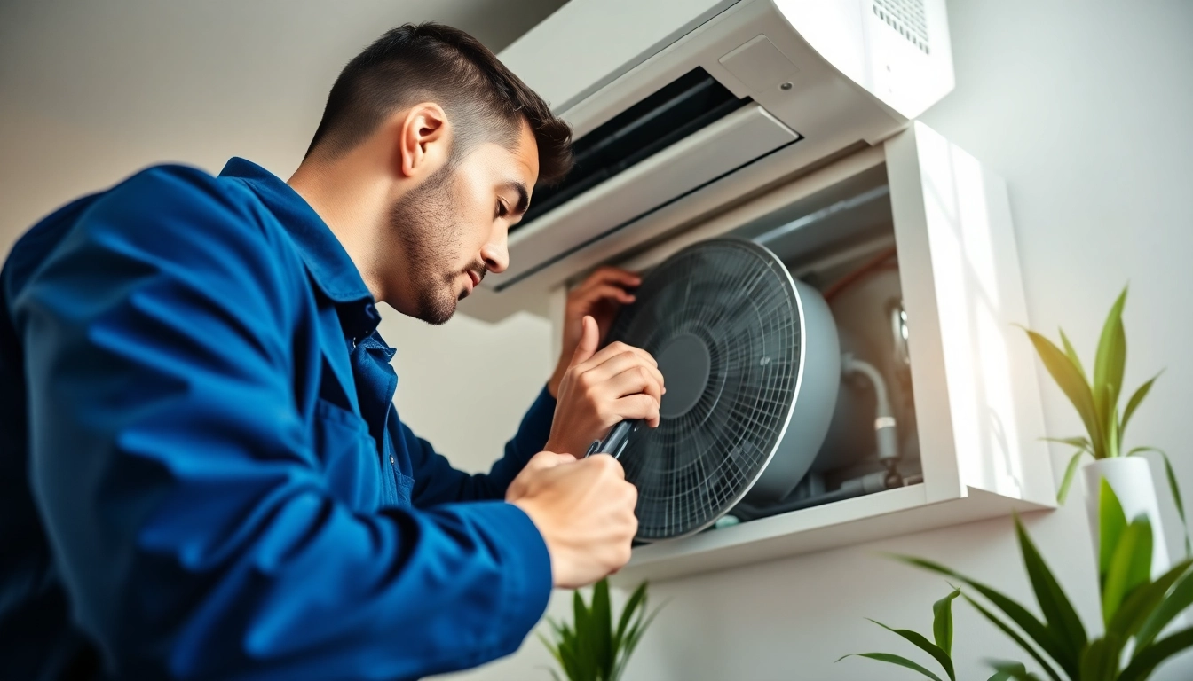 Expert HVAC Repair Tampa technician servicing an air conditioning unit at home.