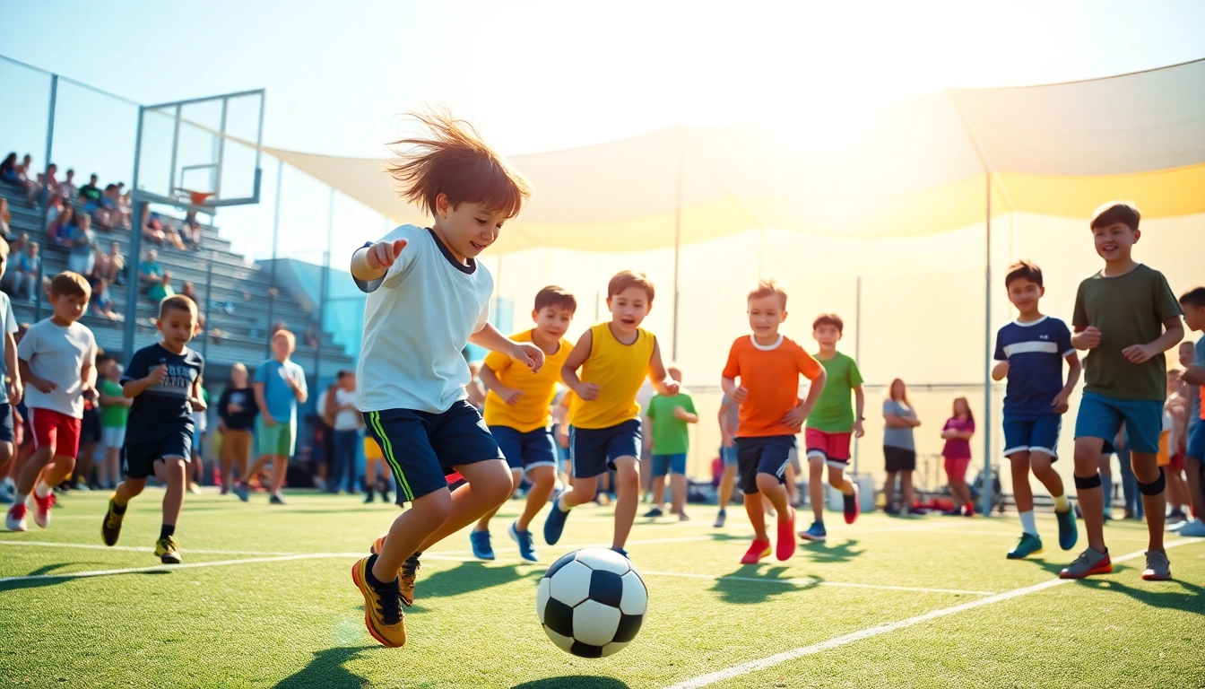 Engaging boys playing soccer at Multi Sports Camps for Boys, showcasing teamwork and excitement.