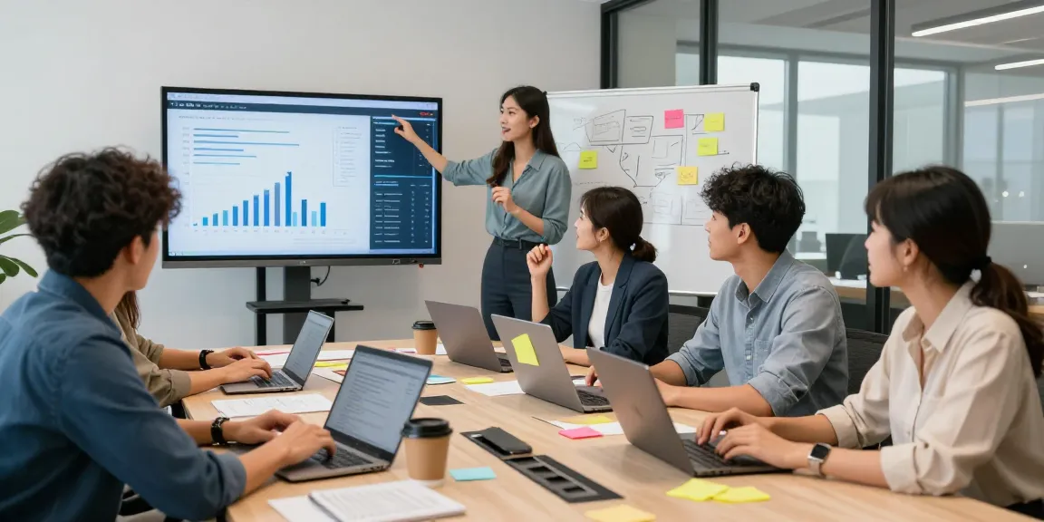 Un equipo de profesionales trabajando juntos en un proyecto de reseller hosting ilimitado en una oficina moderna.