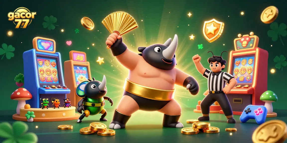 Gacor 77 menghadirkan pengalaman slot online dengan karakter menarik dan elemen kasino yang cerah.