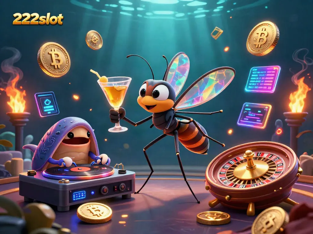 Menghadirkan keseruan permainan slot 222slot dengan karakter kartun dan elemen kasino yang penuh warna.