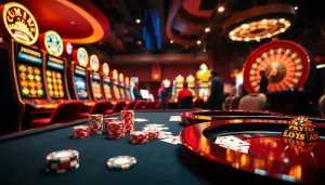 Experience the excitement of kjc at our luxurious casino with vibrant poker tables and engaging games.
