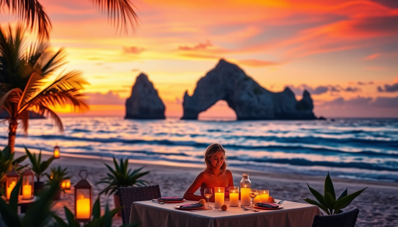 Experience the Best time to visit Cabo with a romantic beach dinner at sunset.