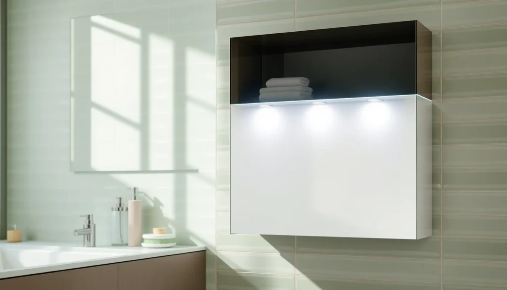 Verschönern Sie Ihr Bad mit dem sonni Spiegelschrank, der stilvolle LED-Beleuchtung bietet.