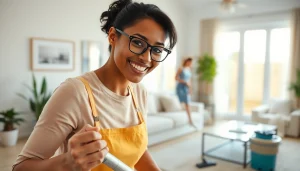 Enhance your home with our reliable Cleaning Service from professional staff in a bright living room.