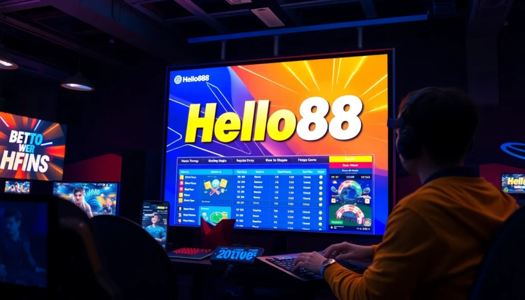 Hello88 online gaming platform showcasing vibrant digital betting tools and engaged players.