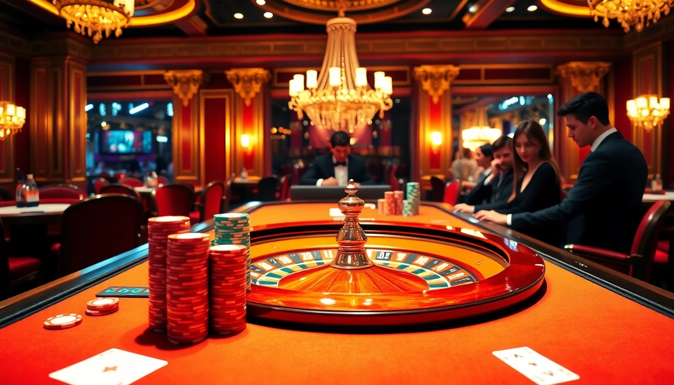 Experience high stakes at https://kkwin68.info/ with glamorous casino scenes showcasing roulette and poker enthusiasm.