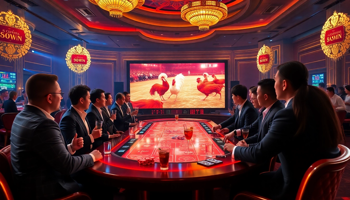 gamblers placing bets at a luxurious đá gà 6789 net event with excitement and anticipation