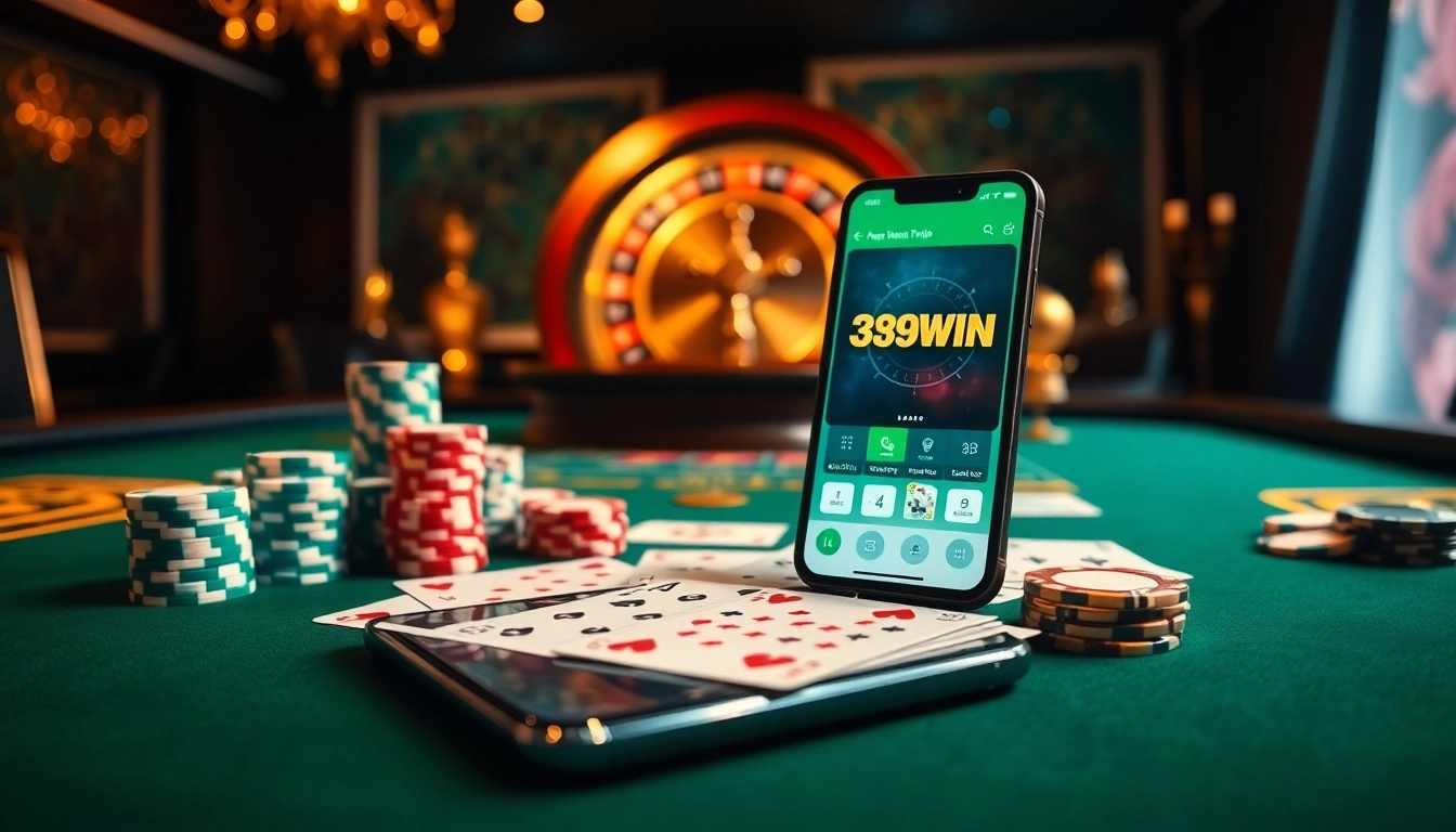Experience the excitement of gaming with the 389WIN App on a luxurious casino table.