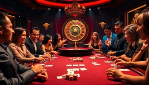 Nếu như vậy bám vào đây captures the thrill at a luxurious poker table with players immersed in the game.
