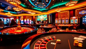 Experience high-stakes gaming at https://sunwin88.art/ where players engage with poker chips and roulette wheels.