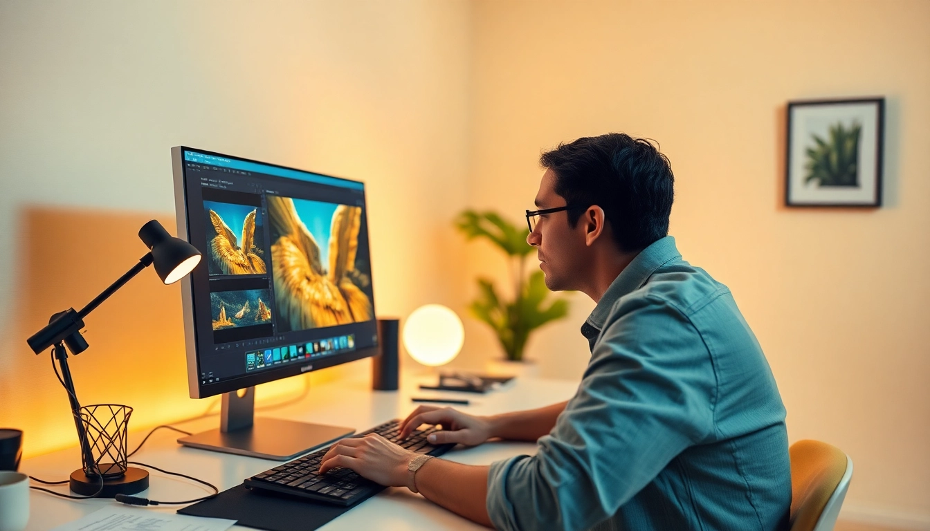Engaged user editing images using the nano banana pro AI tool on a modern workspace.