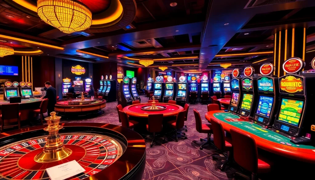Experience thrilling gameplay at Nhà Cái Hay88 with vibrant casino tables and engaging slot machines.