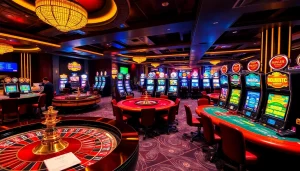 Experience thrilling gameplay at Nhà Cái Hay88 with vibrant casino tables and engaging slot machines.
