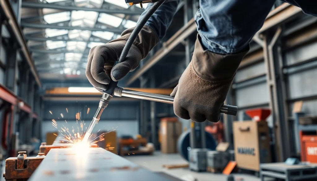 Experience structural steel welding captured with a skilled welder manipulating a MIG torch.