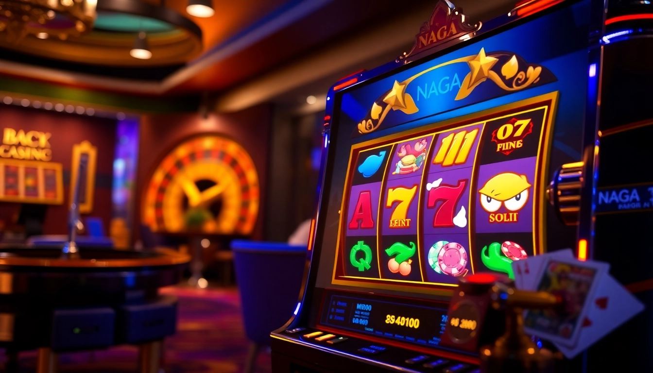 Engaging visual of online slot games at NAGA169, highlighting thrilling gambling action and gameplay.