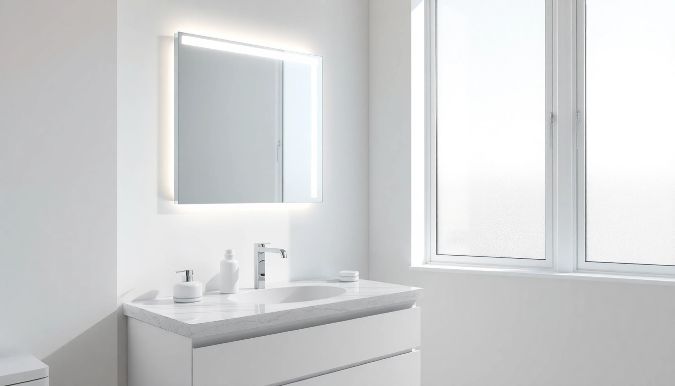 Enhance your space with a stylish bathroom mirror with LED light that brightens up any bathroom.