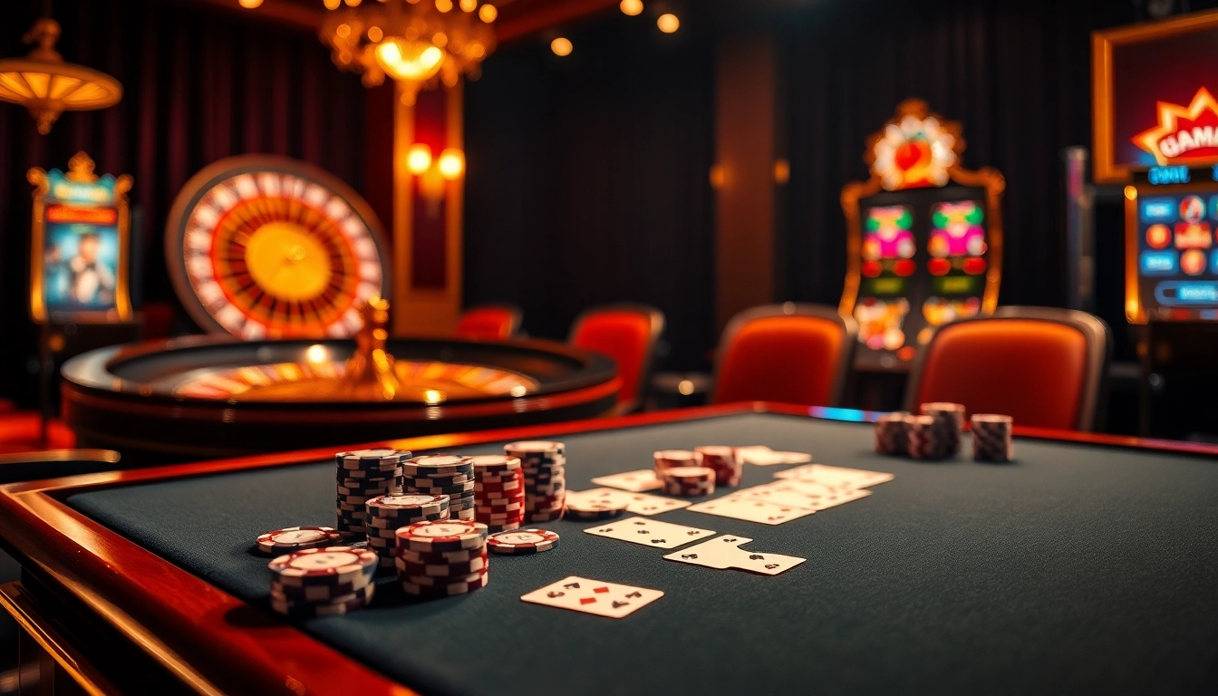 Engage in thrilling games at https://rr88.navy/ with poker chips and an elegant gaming table.