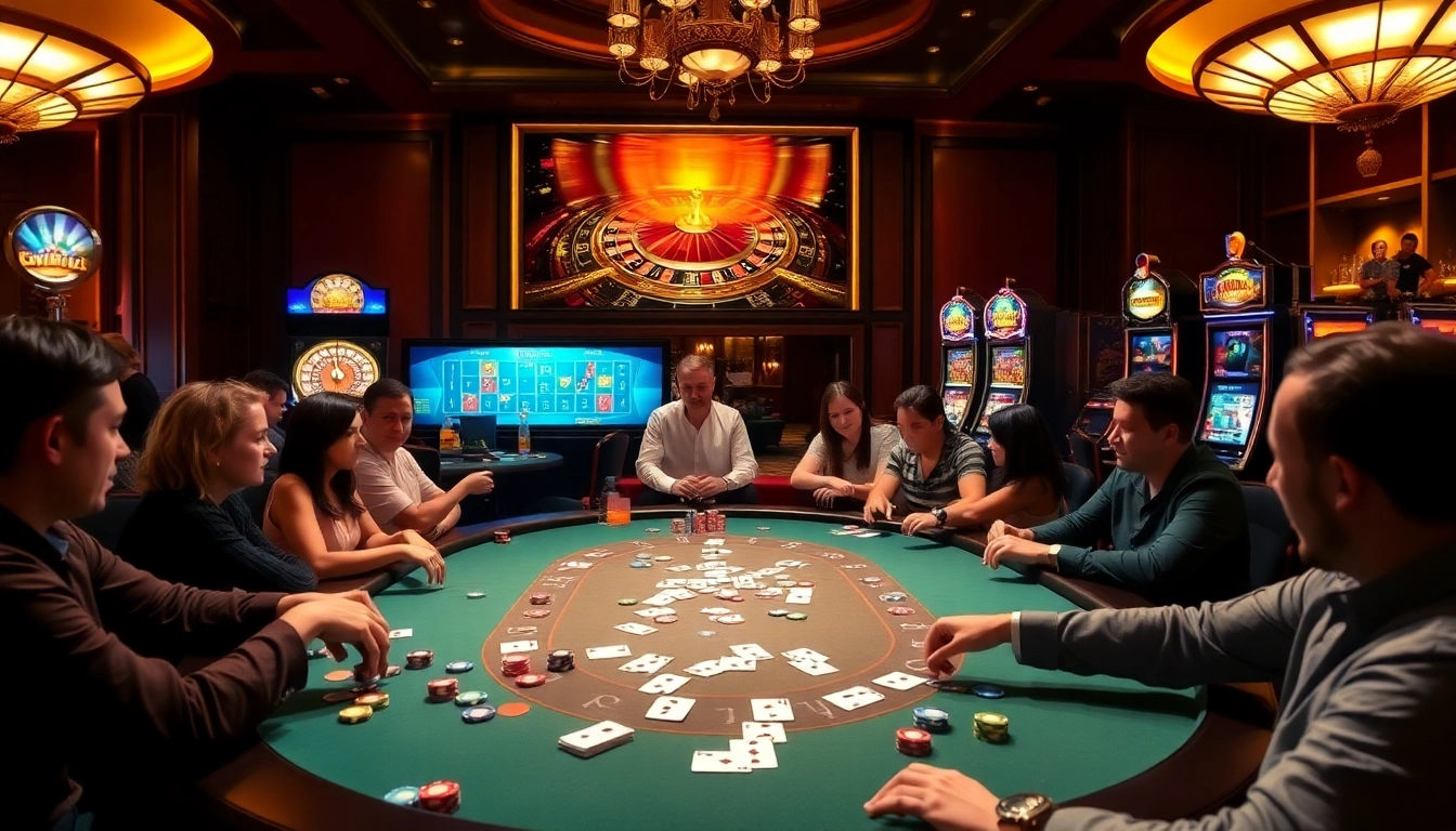Exciting poker action at a casino with hidden wiki tips displayed in the background.