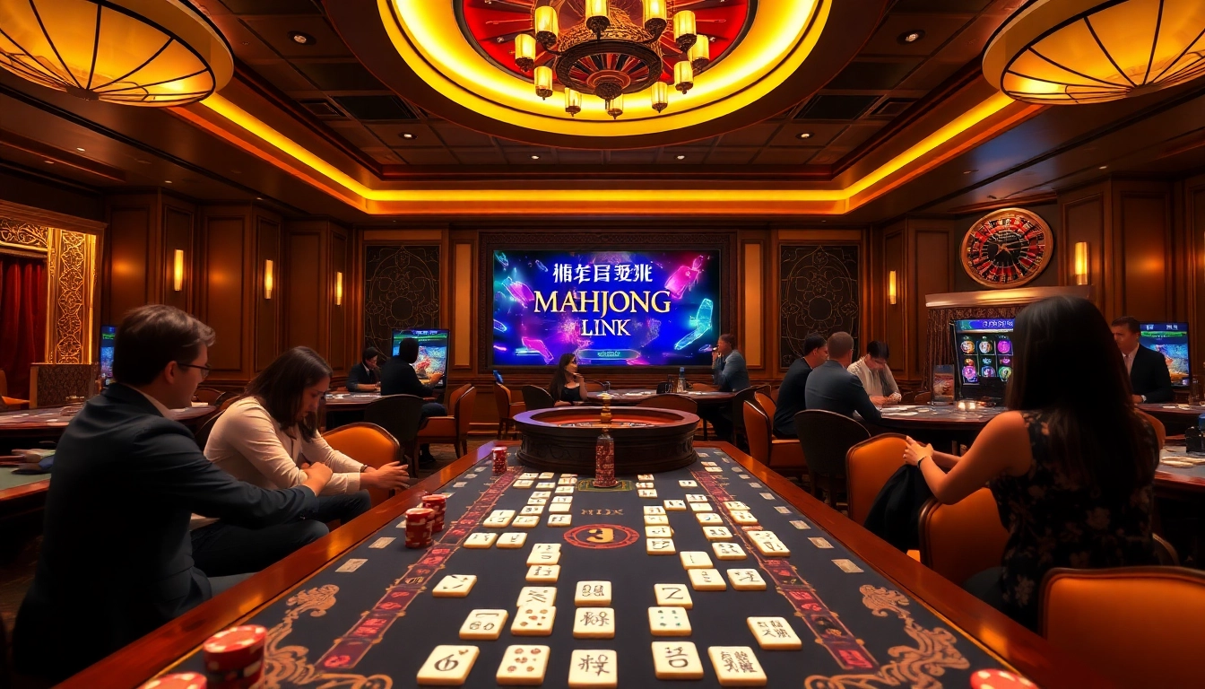 Petaruh yang sedang bermain Link Mahjong di kasino mewah.