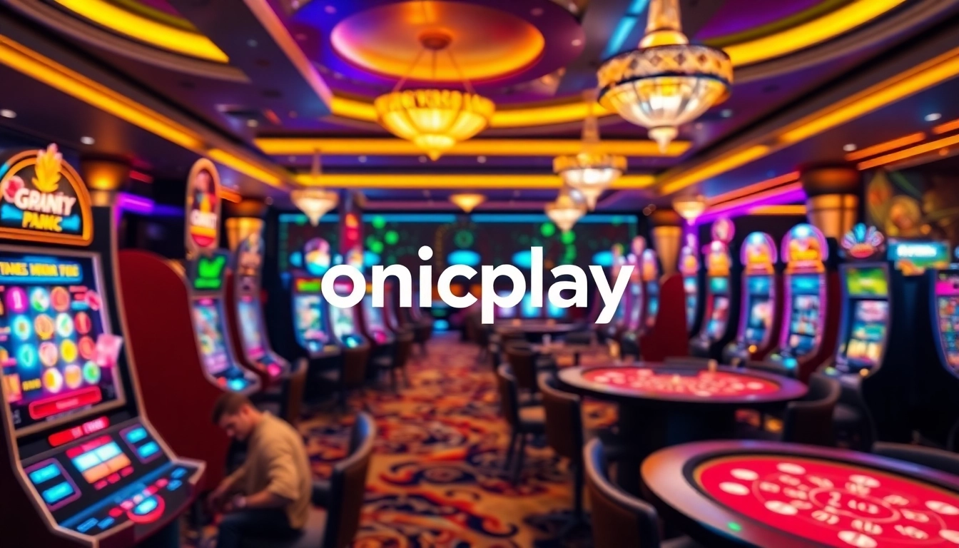 Player engaging with onicplay's exciting online casino game interface featuring vibrant slot machines.