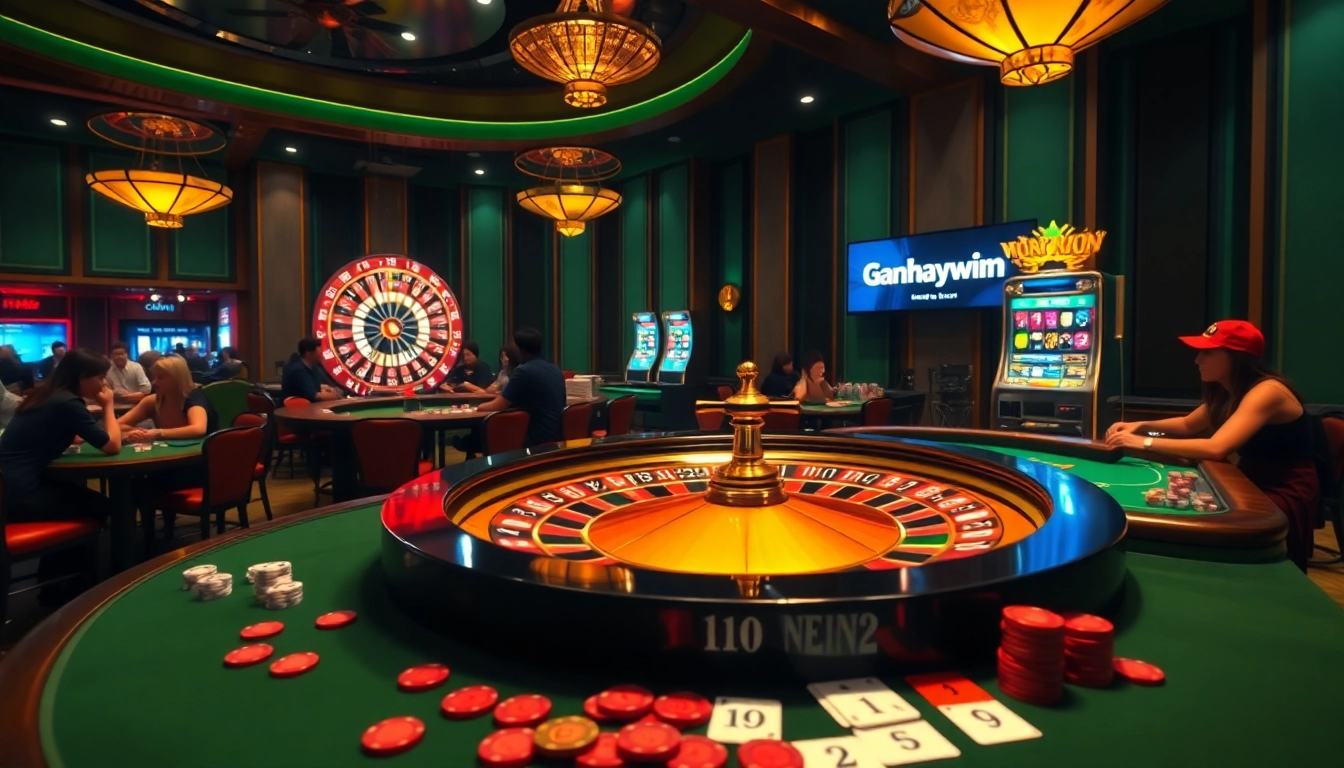 Experience Game Haywin with exciting action at a luxury casino, featuring roulette and poker games.