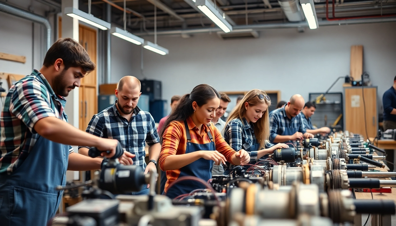 Students training at a Trade School Knoxville TN showcasing hands-on learning in a vibrant environment.