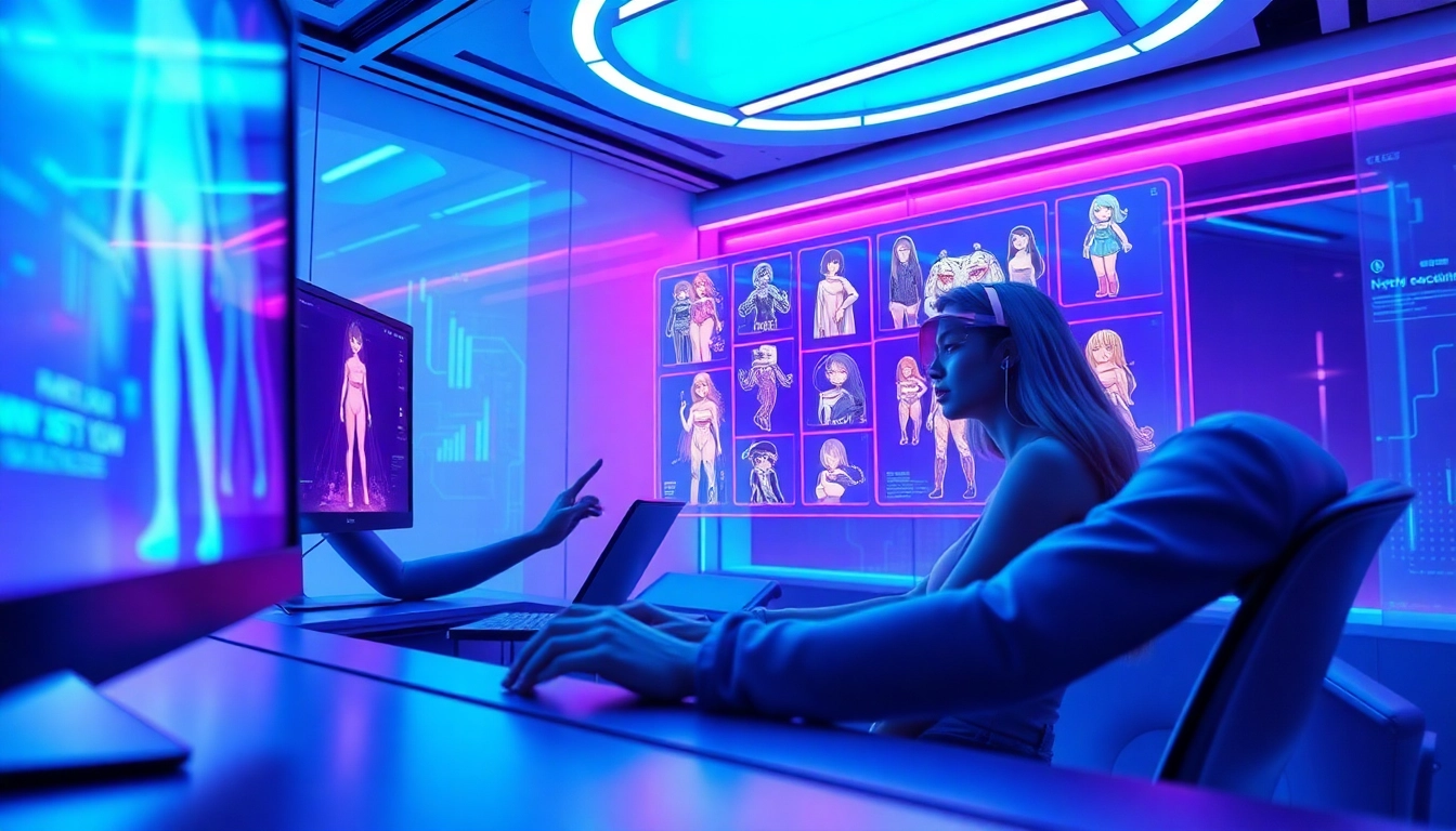 Engaging scene of users exploring innovative AI NSFW platforms with vibrant digital elements.