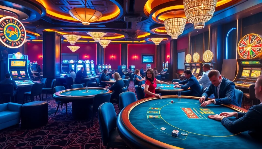 Experience the thrill of SODO Casino with vibrant gaming tables and luxurious ambiance.