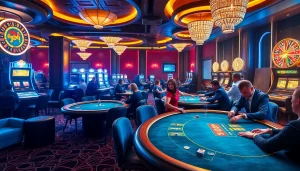 Experience the thrill of SODO Casino with vibrant gaming tables and luxurious ambiance.