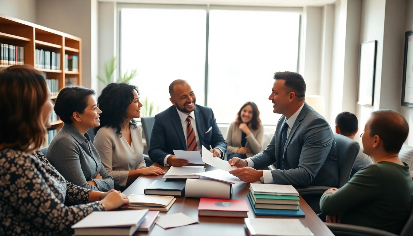 Jacksonville Immigration Lawyer consulting with clients in a welcoming office environment.