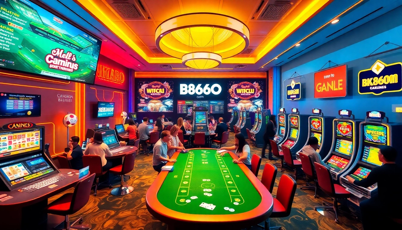 Experience the excitement of BK860S.com with a vibrant gaming atmosphere featuring sports betting and casino elements.