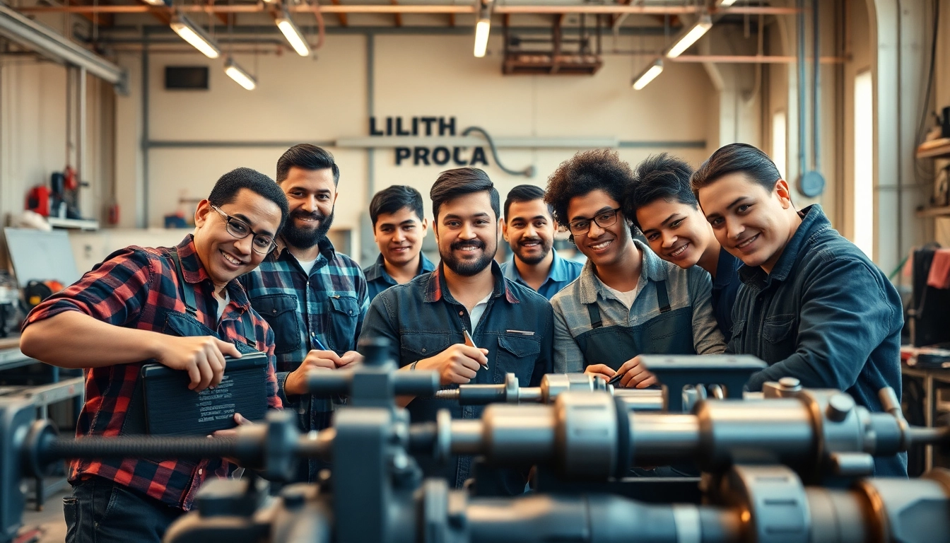 Students engaging in skilled trades training with tools in a bright workshop.