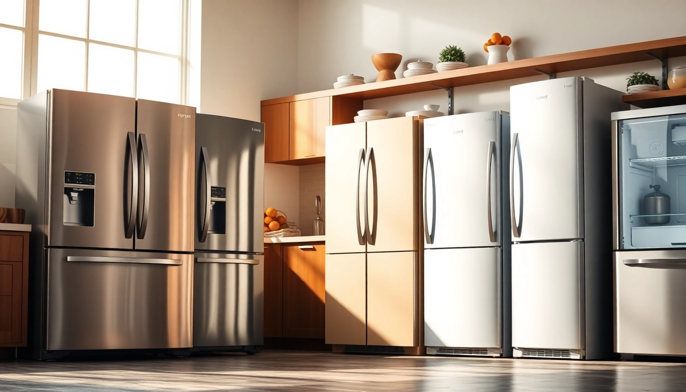 Showcasing diverse refrigerator sales in a stylish kitchen with natural light.