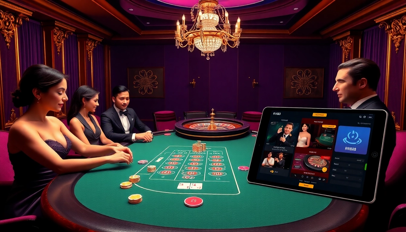 Players enjoying a thrilling poker game at RR88's luxurious casino.