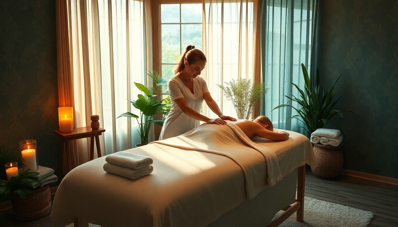 고급 스파 환경에서의 전문 러시아마사지, 이완과 평온을 보여줍니다.