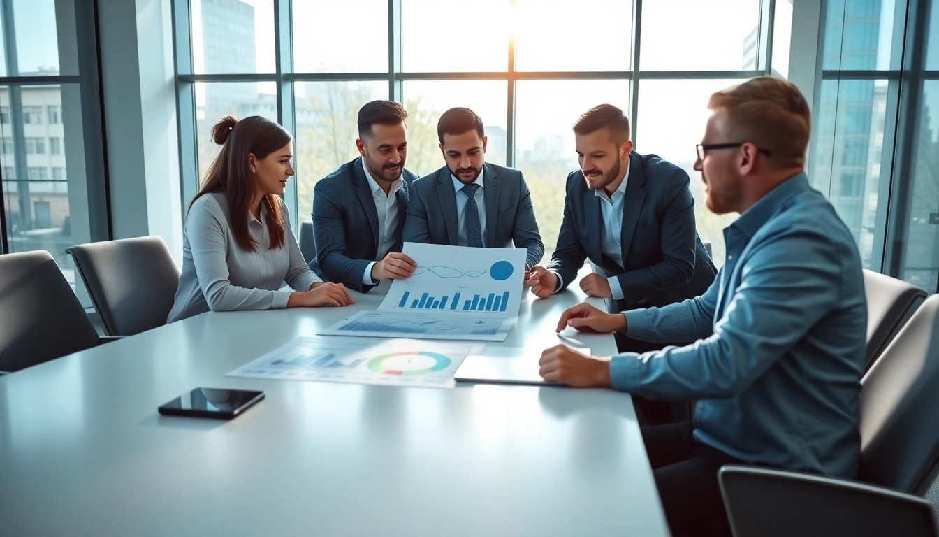 Engaged team discussing competitive intelligence faqs in a modern office setting.