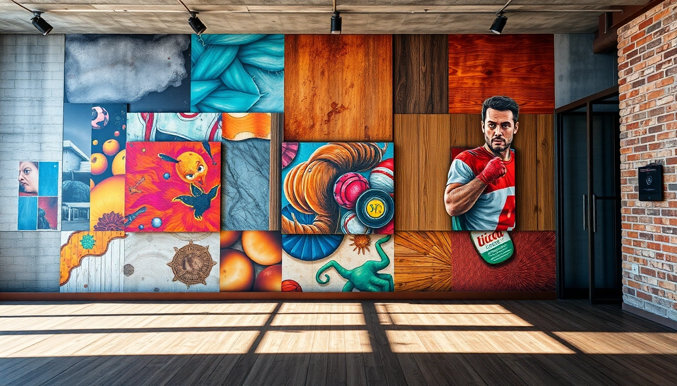 Druk ścienny ukazuje dzieła sztuki na różnych powierzchniach, prezentując kreatywność i innowacyjność.