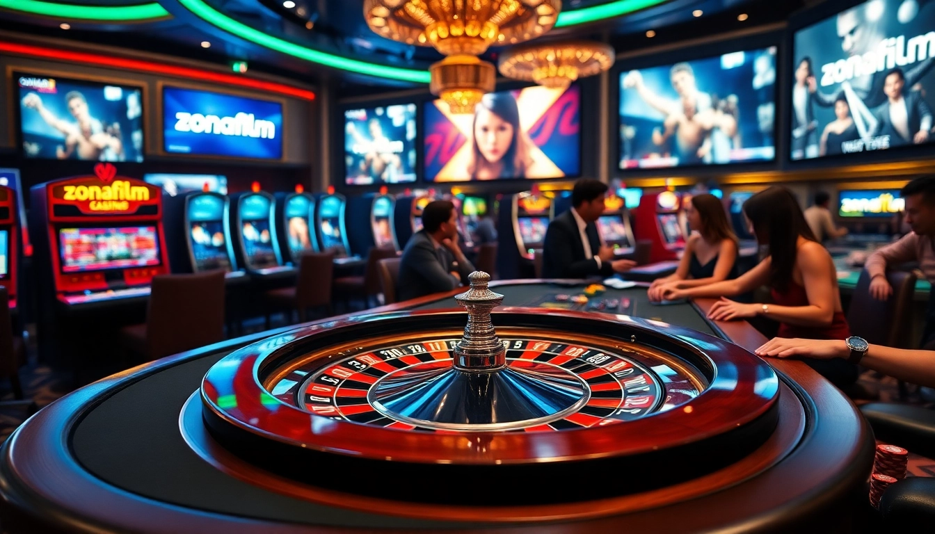Zonafilm brings excitement to the casino with vibrant poker chips and roulette games.