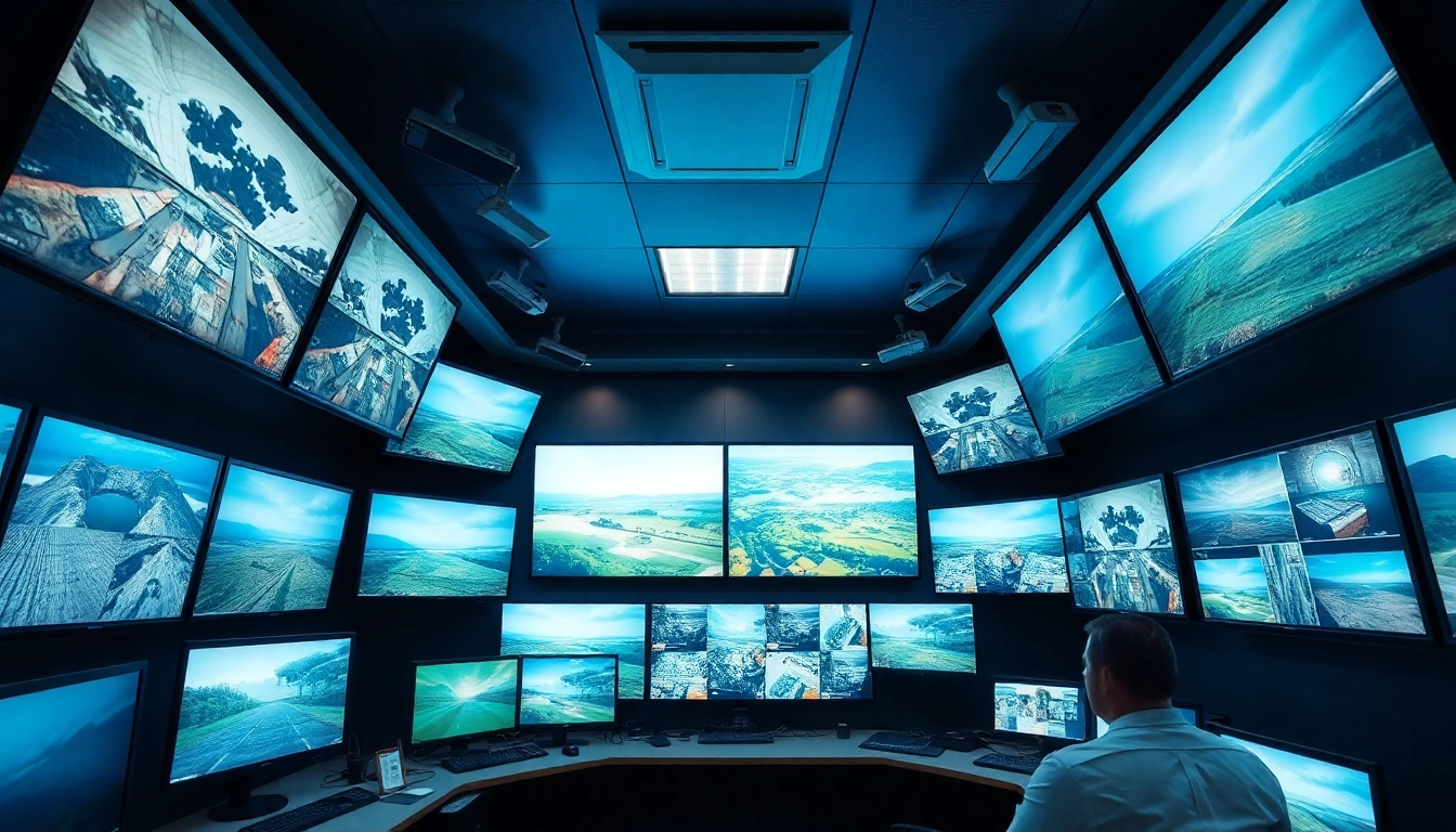 Sala de control profesional de una empresa de seguridad que monitorea las imágenes de CCTV en Guanacaste.