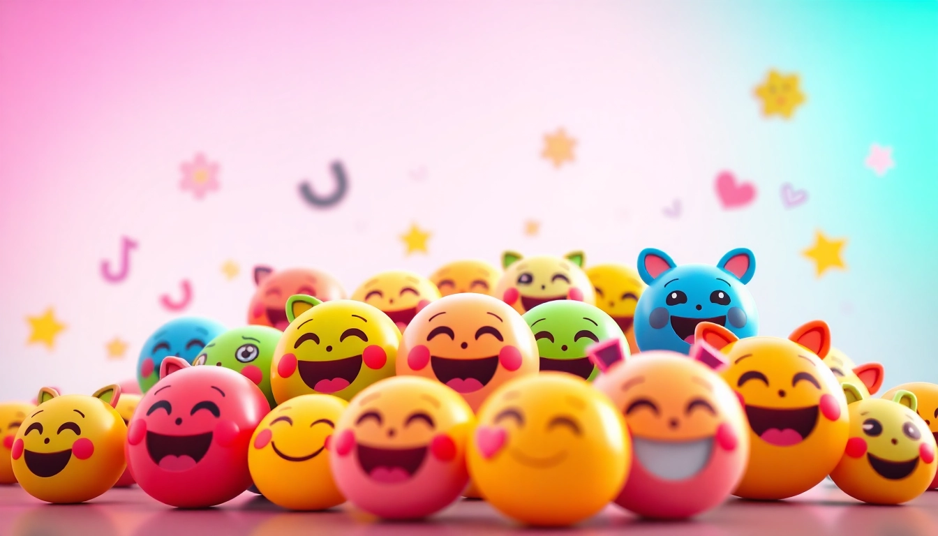 Tiktok emojis displayed colorfully against a playful background in vibrant digital artwork. related image